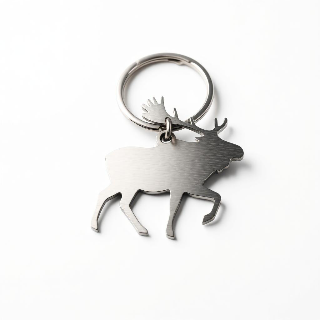 Moose Silhouette Metal Keychain