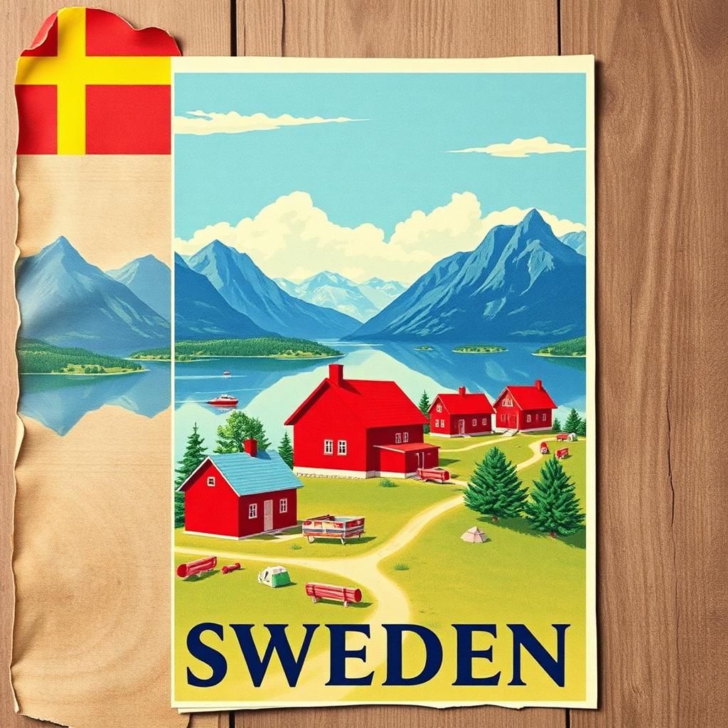 Vintage Sweden Travel Poster Postcard