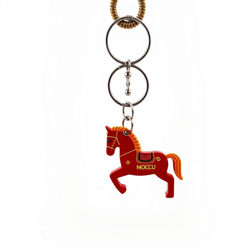 Mini Dala Horse Wooden Keychain