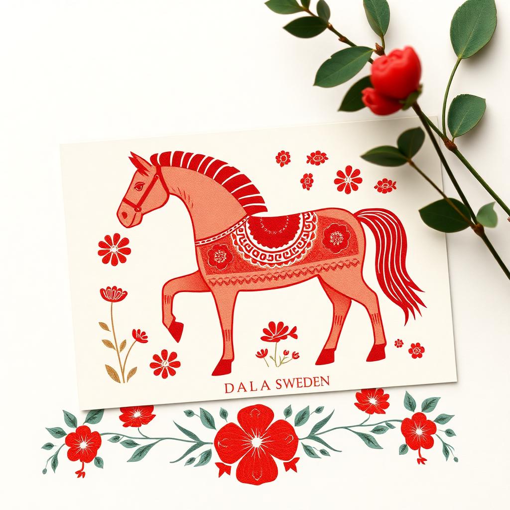 Dala Horse Folk Art Postcard