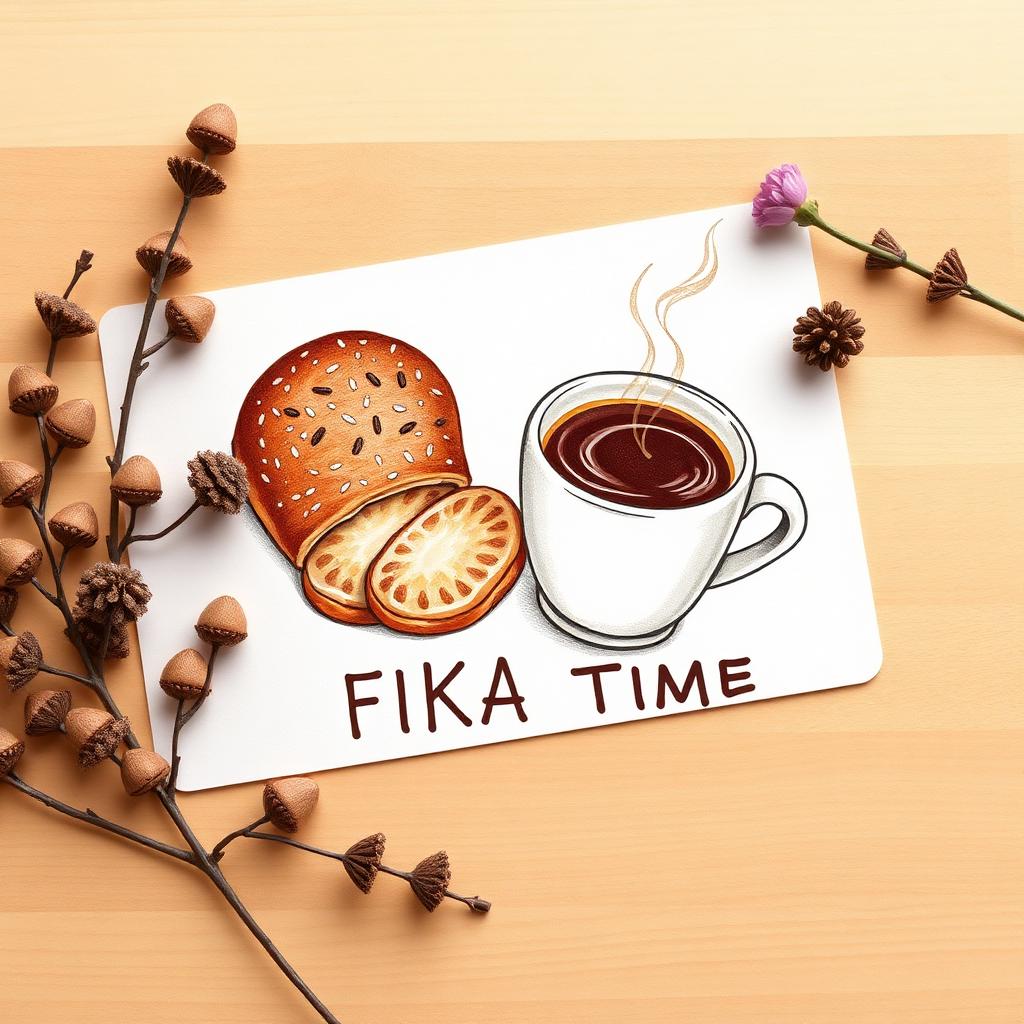Fika Coffee & Kanelbulle Postcard