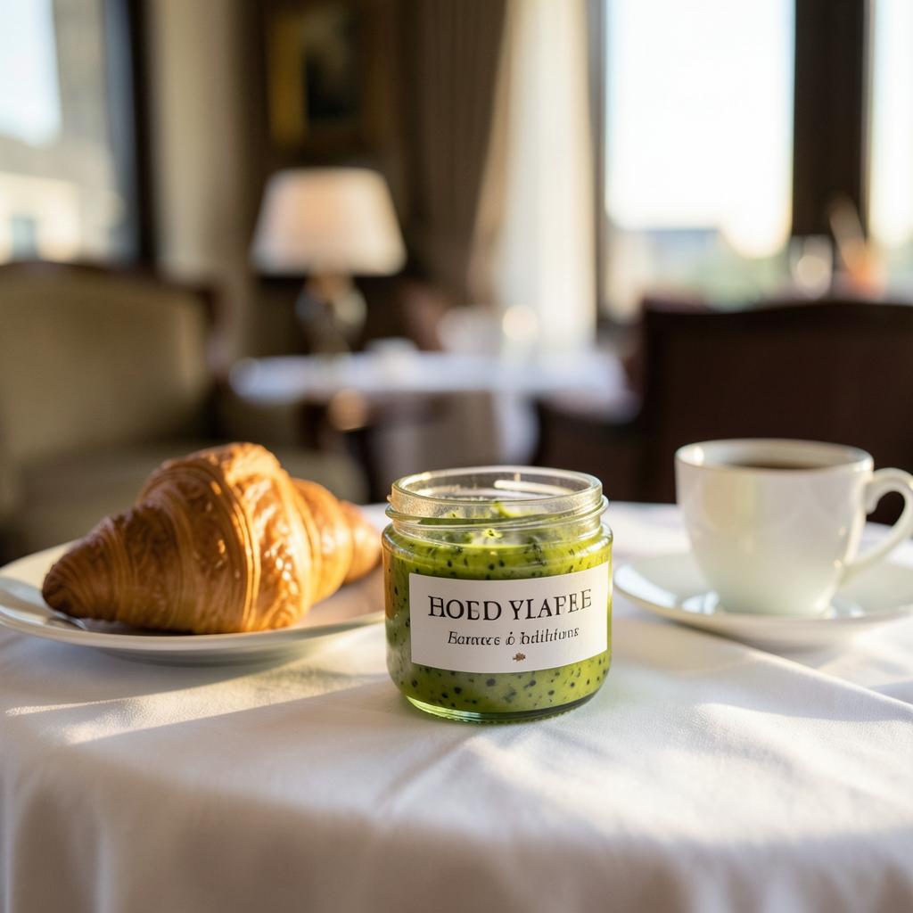 Product placed in a premium hotel breakfast setting