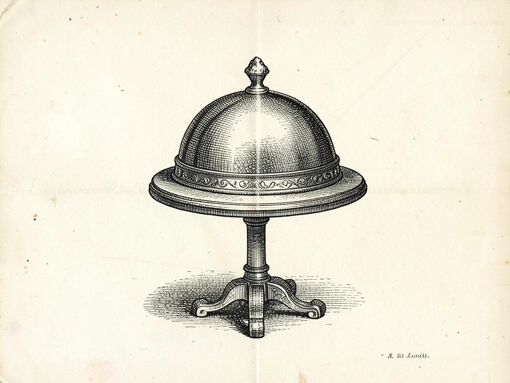 Antique engraving of a silver serving cloche